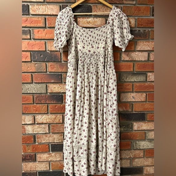 🆕 Free People Juniper Bali Floral Dress Ditsy Floral Neutral Ivory Size 10 - Picture 8 of 8